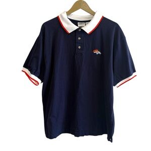 Vintage The Edge Size Large 1999 Denver Broncos Polo Shirt Short Sleeves Knit